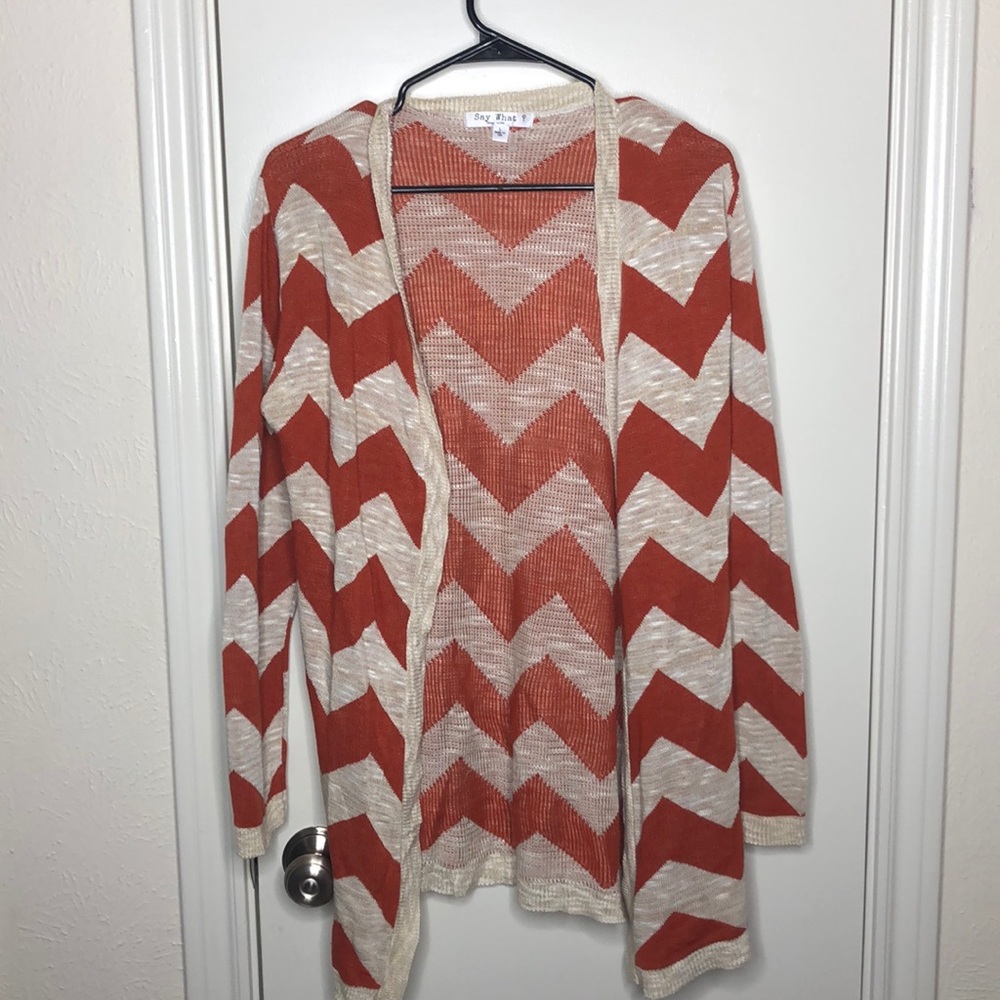 Beautiful white and orange cardigan
